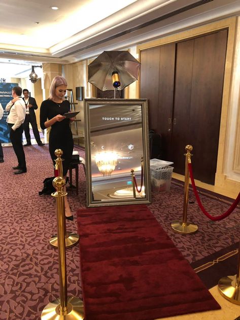 Magic Mirror Photobooth Dubai - Event Photo Service | Scarlett Entertainment Dubai Mirror Photobooth Wedding, Lux Mirror, Mirror Photobooth, Futuristic Party, Magic Mirror Photo Booth, Mirror Booth, Mirror Photo Booth, Dj Photos, Creative Advertising Design