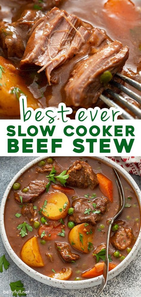 Hearty slow cooker beef stew, loaded with vegetables, super tender meat, and packed with incredible flavor. Dig into classic comfort food after a long day, this crock pot recipe is family dinner perfection! Holiday Meats, Slow Cooker Recipes Beef Stew, Crockpot Recipes Beef Stew, Crockpot Stew, Slow Cooker Recipes Beef, Slow Cooker Stew, Tender Meat, Tandoori Masala, Slow Cooker Beef Stew