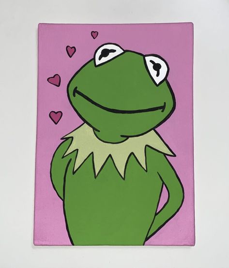 small canvas aesthetic painting The Frog, Paintings, Canvas, Pink