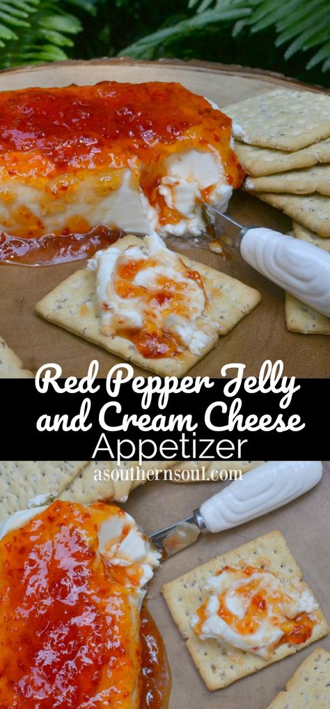 Pepper Jelly & Cream Cheese Appetizer - A Southern Soul Red Pepper Jelly Appetizer, Pepper Jelly And Cream Cheese, Tortellini Kabobs, Tortellini Appetizer, Pepper Jelly Recipes, Cream Cheese Appetizer, Red Pepper Jelly, Cheese Appetizer, Jelly Cream