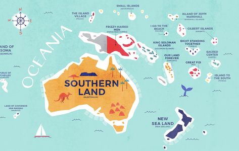 This map shows the literal meaning of every country’s name Oceania Map, Reading Data, German Words, Country Names, Island Man, Language Resources, Australia And New Zealand, Men Beach, Illustrated Map