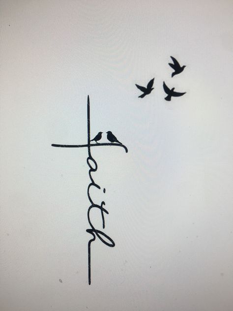 Faith And Family Tattoo, Biblical Bird Tattoos, Cross Bird Tattoo, Cross With Birds Tattoos For Women, Christian Bird Tattoo, Cross With Birds Tattoo, Faith Tattoo With Birds, Small Sparrow Tattoos, Bird Branch Tattoo