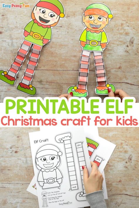 Printable Elf Christmas Craft - Easy Peasy and Fun Christmas Crafts School Classroom, Build An Elf Printable, Fun Christmas Activities For School, Elf Day Activities Kindergarten, Christmas Crafts Printables For Kids, Elf Application Free Printable, Easy Elf Crafts For Kids, Elf Art For Kids, Elf Pattern Printable