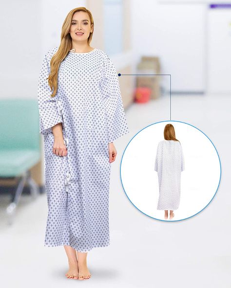 Patient Gown Aesthetic, Hospital Gown Reference, Hospital Gown Aesthetic, Hospital Gown Pattern, Gown Aesthetic, Patient Gown, Hospital Gowns, Modern Hospital, Nursing Fashion