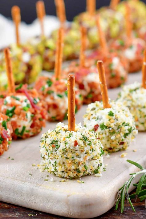 Mini Cheese Balls Trio - Will Cook For Smiles Mini Cheese Balls, Graduation Party Food Ideas, Graduation Party Food, Shower Snacks, Cheese Ball Recipes Easy, Cheese Ball Bites, Will Cook For Smiles, Cheese Ball Recipe, Kitchen Favorites