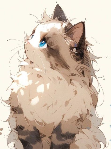 Cat Anime, Anime Cat, A Cat, Cute Cat, Feline, To Share, Anime, Blue