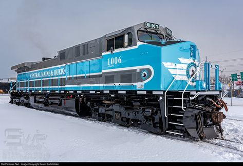 RailPictures.Net Photo: CMQ 1006 Central Maine and Quebec Railway GE AC4400CW at Lachine, Quebec, Canada by Kevin Burkholder Canadian Train, The Canadian Train, Train Railway, Vintage Trains, Blue Train, Train Times, Canadian Steam Locomotives, 4014 Big Boy Locomotive, Train Sets