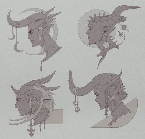 Demon Horns Reference, Demon Horns Drawing Reference, Demon Concept Art, Horns Art, Demon Horns, Drag Make-up, Character Design Cartoon, House Move, Creature Drawings