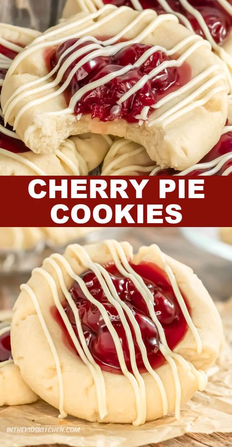 Pie Filling Cookies, Filling Cookies, Cherry Pie Bites, Easy Cherry Pie, Taste Of Cherry, Holiday Desert Recipes, Cherry Pie Cookies, Cookie Recipes From Scratch, Jelly Cookies