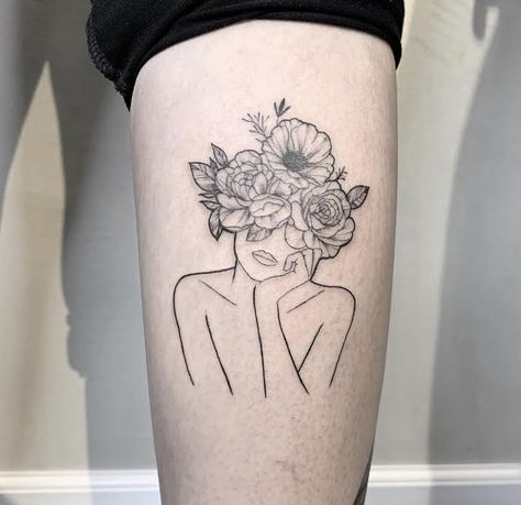 Woman With Flowers Tattoo, Still Growing Tattoos, Still Growing Tattoo, Klimt Tattoo, Growing Tattoo, Micro Realism, Arm Sleeve Tattoos For Women, Chic Tattoo, Woman With Flowers