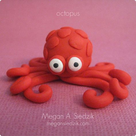 Polymer Clay Red Octopus | by megansiedzik Clay Crafts, Octopus, Snoopy, Fimo, Clay Octopus, Red Octopus, Good Ole, Craft Business, Clay Projects