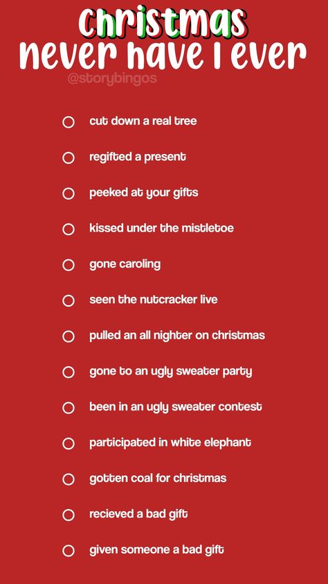 Never Have I Ever Questions For Christmas, Christmas Never Have I Ever Questions, Christmas Truth Or Dare, Christmas Dares, Christmas This Or That, Christmas Superlatives, Christmas Eve Games, Fun Family Christmas Games, Christmas Coal