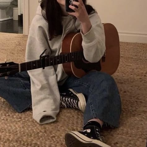 Guitar Girl, Music Aesthetic, Autumn Aesthetic, 가을 패션, Love You More Than, On The Floor, Love You More, The Floor, Look Cool