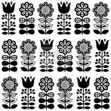 Finnish inspired seamless folk art pattern in black - scandinavian, posters for the wall • posters folk art, swedish, finnish | myloview.com Jagua Henna, Folk Illustration, Arte Folk, Scandinavian Pattern, Folk Art Flowers, Folk Design, Scandinavian Folk Art, Scandinavian Art, Arte Popular