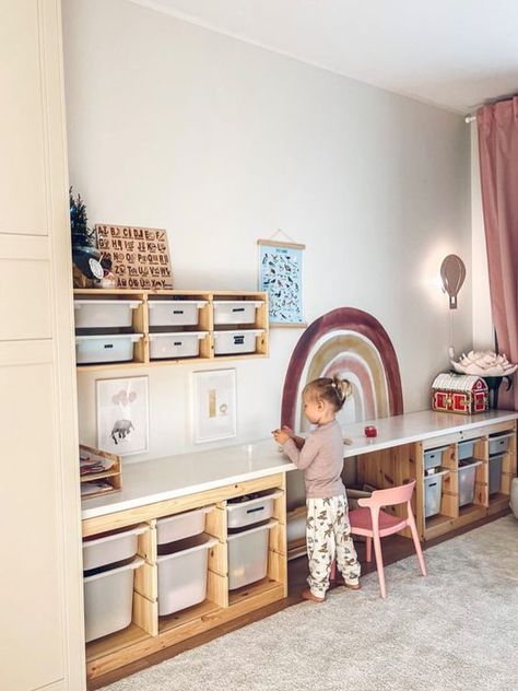 Kids Playroom Design Ideas - Ikea Trofast Playroom, Unisex Playroom, Toddler Playroom Organization, Toddler Desk, Ikea Kids Room, Baby Playroom, Basement Playroom, Toddler Playroom, Kids Playroom Decor