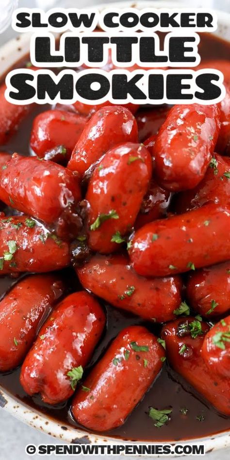 Lil Smokies Recipes, Little Smokies Recipes, Smokies Recipe, Little Smokies, Lil Smokies, Best Appetizer, Crockpot Appetizers, July Recipes, Hot Dog Recipes