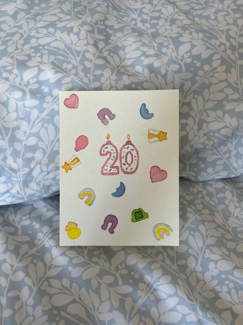 Happy 20th Birthday Cards Diy, What To Put In Birthday Cards, Girly Bday Gifts, 2024 Card Ideas, Envelope Art Birthday, Homemade Birthday Card For Best Friend, Bday Card Handmade, Homemade Birthday Cards Aesthetic, Best Friend 20th Birthday Gift Ideas