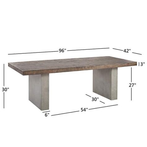 Traditional Dining Room Table, Wood And Concrete, Concrete Dining Table, Brown Bed, Concrete Furniture, Patio Dining Table, Coastal Furniture, Concrete Design, Boho Chic Furniture