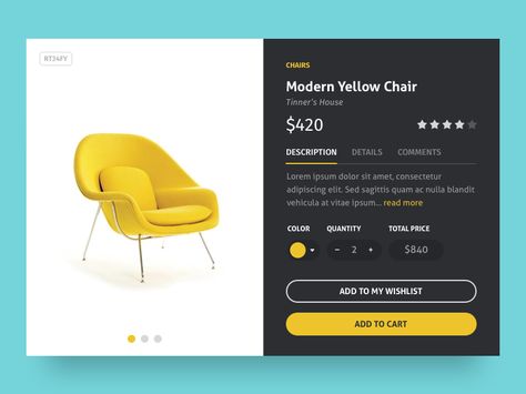 Product Card Add To Cart Design, Sale Product Design, Yellow Branding Design, Product Card Ui, Product Configurator, Yellow Chairs, Chairs Logo, Product Card, Card Ui