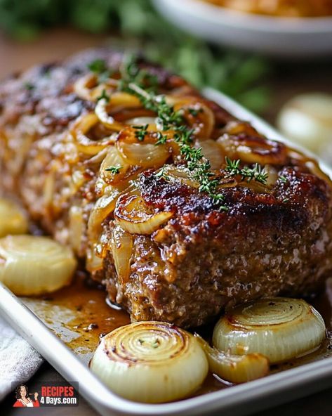 French Onion Meatloaf, Onion Pie, Good Meatloaf Recipe, Best Meatloaf, Beef Recipes Easy, Beef Recipes For Dinner, Beef Dinner, French Onion, Beef Dishes