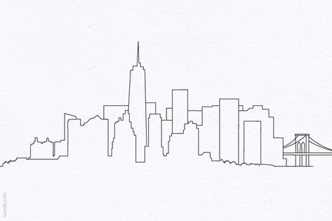 New York City Skyline Simple Drawing Nyc Drawing, Place Wallpaper, Drawing City, New York Drawing, City Outline, Skyline Tattoo, Skyline Drawing, New York Tattoo, Travel 2024