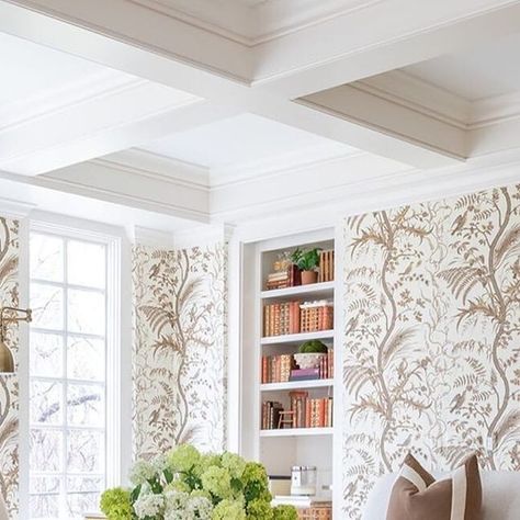 Brunschwig & Fils on Instagram: "Immerse yourself in a living room adorned with the timeless elegance of bird and thistle motifs, where every glance reveals a touch of natural splendor. #GoodDesignIsForever   Designer: @sissyyellen" Brunswick And Fils Wallpaper, Bird And Thistle Wallpaper, Bird And Thistle, Thistle Wallpaper, January 26, Design Your Home, A Living Room, Beautiful Interiors, Living Rooms