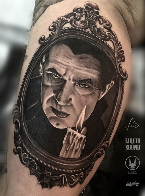 Bela Lugosi Tattoo, Dracula Tattoo, Devil Tattoo, Bela Lugosi, Creepy Tattoos, Dad Tattoos, Vampire Art, Horror Tattoo, Portrait Design