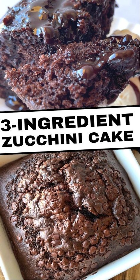 Zucchini Cake Healthy, 3 Ingredient Cake, Zucchini Cake Recipe, Chocolate Zucchini Cake Recipe, Vegetarian Chocolate Cake, 3 Ingredient Cakes, Zucchini Recipes Dessert, Zucchini Cakes Recipe, Chocolate Zucchini Cake