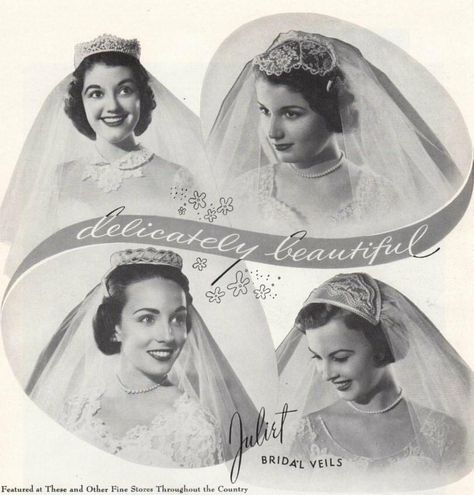 Bridal Magazine Cover, Vintage Weddingdress, 50s Wedding, Vintage Tiara, Vintage Veils, Bridal Magazine, Head Pieces, Bridal Veils, Vintage Bride