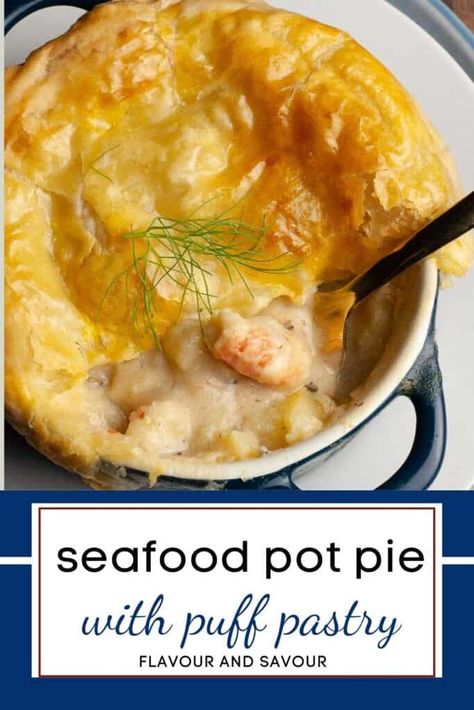 Pot Pie With Puff Pastry, Seafood Pot Pie, Pie With Puff Pastry, Seafood Pot, Gluten Free Puff Pastry, Recipes Healthy Dinner, Crockpot Healthy, For Two, Pot Pie Recipe