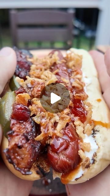 Matt Groark | BBQ on Instagram: "I’m flying to Seattle ✈️ 

Where should I fly next? 🌭

SEATTLE DOG
• Hot Dog Bun
• All Beef Hot Dog
• Philly Cream Cheese
• Crispy Bacon
• Sweet Thai Chili Sauce
• Crunchy Fried Onions 
• (I added PICKLES bc they are AWESOME) 

#hotdogs #seattle #ballparkhotdogs #recteqlifestyle" Cream Cheese Hot Dogs, Bbq Hot Dogs Grilling, Bacon Hotdogs Recipes, Pretzel Wrapped Hot Dogs, Hot Dogs With Cream Cheese, Loaded Hotdogs Recipes, Chilli Hot Dogs Recipes, Glizzy Hot Dog, Mexican Hot Dogs Bacon Wrapped