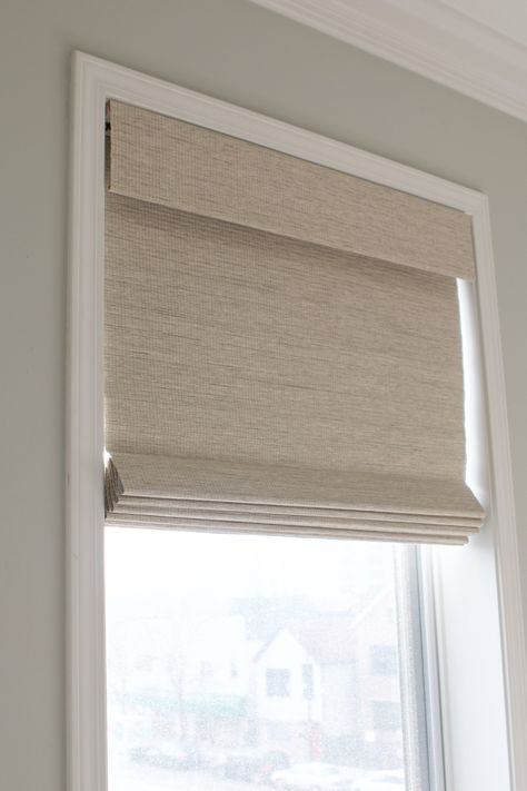 Honeycomb Shades Bedroom, Fabric Shades For Windows, Woven Blinds For Windows, Window Treatments For Bathroom, Shiplap Room, Deep Window Sill, Small Window Treatments, Woven Roman Shades, Light Filtering Blinds