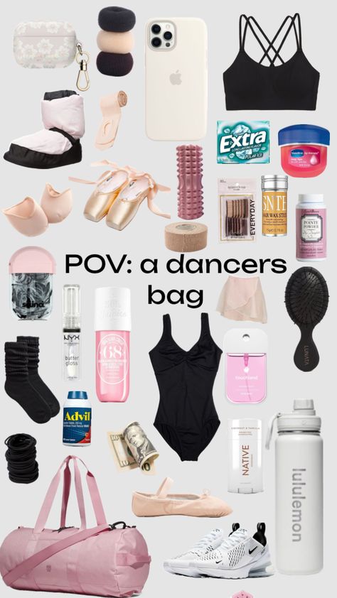 #dancer #bag #dancersbag Dance Class Outfit, Fun Beauty Products, Ballerina Workout, Ballet Hairstyles, Dancer Lifestyle, Flexibility Dance, Ballet Pictures, Gymwear Outfits, Ballet Bag