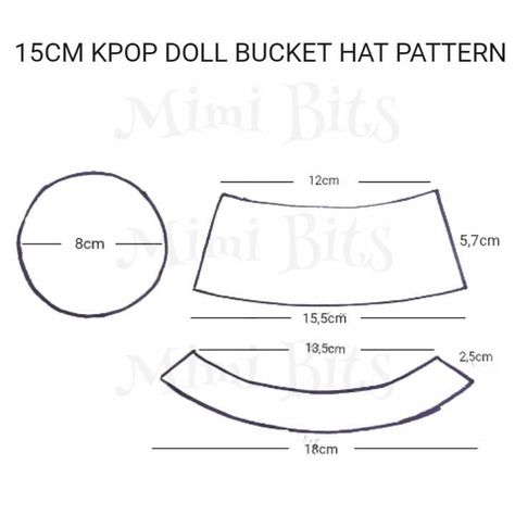 mimibitscoolcraft en Instagram: “Here it is, the sewing pattern for a bucket hat for your doll! Don't forget to watch the tutorial on my youtube channel, link is in my bio…” Bucket Hat With String, Pola Topi, Bucket Hat Outfit, Bucket Hat Pattern, Barbie Hat, Kids Bucket Hat, Homemade Dolls, Dolls Clothes Diy, Hat Tutorial