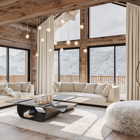 CHALETS French Chalet Interiors, Modern Ski Chalet Interiors, Mountain Chalet Interior, Modern Ski House, Ski Chalet Interior, Chalet Exterior, French Chalet, Luxury Chalet Interior, Small House Architecture