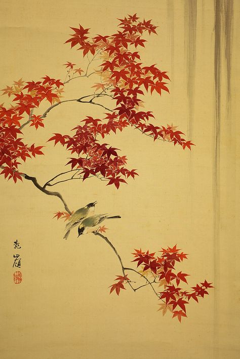 Japanese Maple Wallpaper, Japanese Maple Tree Aesthetic, Japan Maple Tree, Japanese Maple Tree Painting, Chinese Tree Art, Japanese Maple Drawing, Japanese Maple Tree Drawing, Japanese Maple Painting, Chinese Tree Drawing