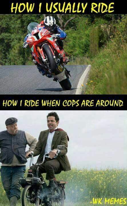 Funny but true... Cycling Memes, Discord Memes, Bavarian Outfit, Bike Humor, Motorcycle Memes, Motorcycle Humor, Kevlar Jeans, Leather Vests, Biker Stuff