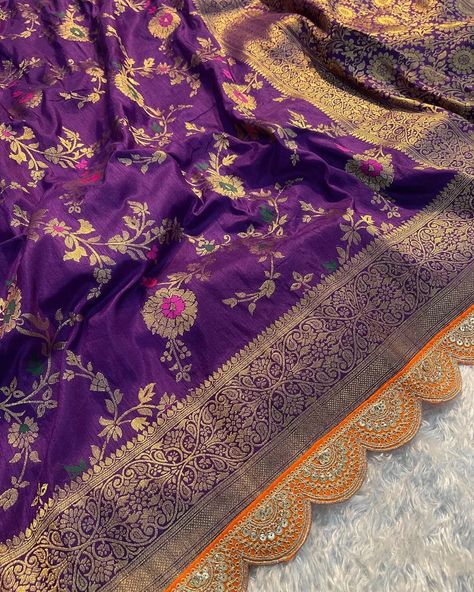 A Burst Of Colors That Reflect Our Vibrant Soul. When Life Gives You Colors, Wear Them In a Saree Pure Crepe Khadi Silk Pattu Saree With Weaving Design on All Over The Saree With Rich Elegant Weaving Pallu With Weaving Border on Both Side Paired With Scalloped Lace Attached on Saree With Running Blouse With Pholka Weaves 1Ready Stock8 🎉 𝗥𝗲𝘀𝗲𝗹𝗹𝗲𝗿 𝗪𝗲𝗹𝗰𝗼𝗺𝗲 🎉 🛒 Join our WhatsApp group and start selling today! 💰 🔗 Check the group link in our bio for more products. 💬 For orders and inquiries, W... Khadi Silk Saree, Crepe Silk Sarees, Wedding Saree Collection, Ethnic Chic, Saree Designs Party Wear, Weaving Designs, Pattu Saree, Wedding Saree, Blouse Work