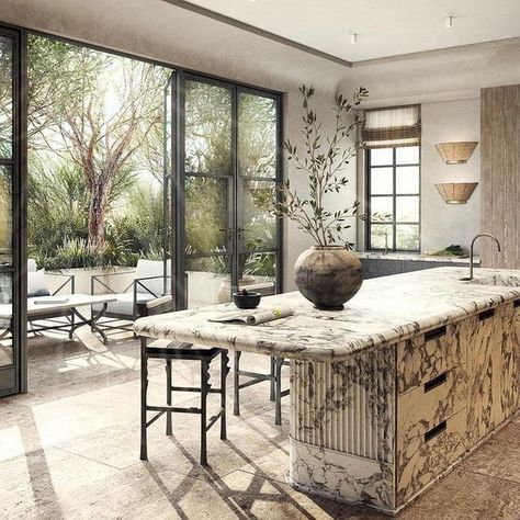 Alexandra Poster Bennaim on Instagram: “MARBLE KITCHEN WITH A VIEW 🤍🤍🤍💥💥💥by @gilliansegaldesign that they designed for @archdigest @archdigestpro @gaggenauofficial 👩🏼‍🍳…” Neutral Transitional Kitchen, Marble Island, Kitchen Marble, Top Interior Designers, Counter Tops, Architectural Digest, Kitchen Style, Interior Design Trends, Kitchen Inspirations