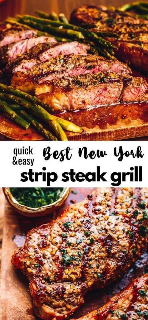 Essen, Grilling New York Strip Steak, How To Cook New York Steak, New York Steak Recipes Grilled, Grilled New York Strip Steak, Ny Strip Steak Recipes Grilled, Ny Strip Steak Recipes Oven, Boneless Ny Strip Steak Recipe, New York Strip Steak Recipes Grilled