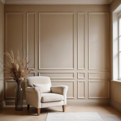 Transform your home decor with our pre-cut wall trim and molding kits that come pre-primed and ready to be painted, perfect for accentuating living rooms, dining rooms, bedrooms, nurseries, offices, hallways, and washrooms. Our products are made from polyurethane which is the most superior molding in the market. 🛍️ What's Included in This Kit: This product includes three panels, featuring three upper panels, three middle panels, and three lower panels.  Choose the width of the trim itself (4 cm Wall Moldings In Living Room, Living Room Wall Trim Design, Panel Molding Wall, Wall Paneling Modern, Modern Moldings And Trim, Accent Wall Paneling, Accent Wall Panels, Wall Panel Molding, Palette Design