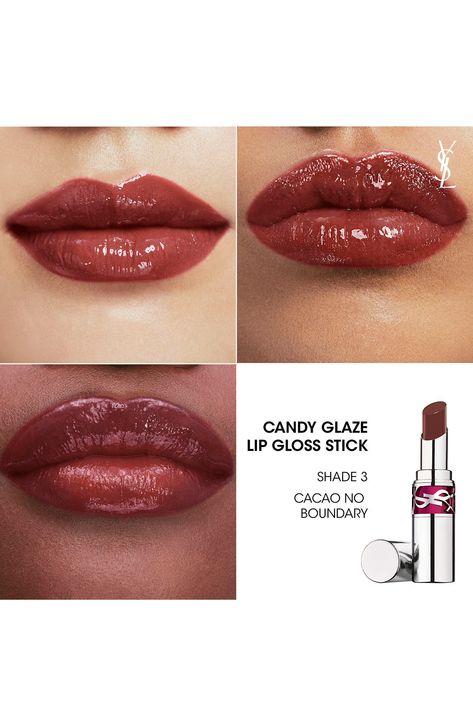 What it is: A jelly lip gloss stick with the glassy shine of a gloss, but the care of a balm. Who it's for: Ideal for all skin types.What it does: The nonsticky formula melts on lips for more moisturized, juicy-looking lips. Treat your lips to the ultimate hydration and high shine with Candy Glaze Lip Gloss Stick. Infused with hyaluronic acid and pomegranate, this click-format gloss delivers plumper, moisturized lips that last. It's sweet, subtle fragrance and easy-to-use design make it a must-h Nails Lip Gloss, Ysl Engraved Lipstick, Farmasi Lip Plumper, True Autumn Lipstick Colour, Frosty Lipstick, Dark Lip Gloss, 90s Lip Combo, Nyx Lip Combo, Victoria Secret Lip Gloss