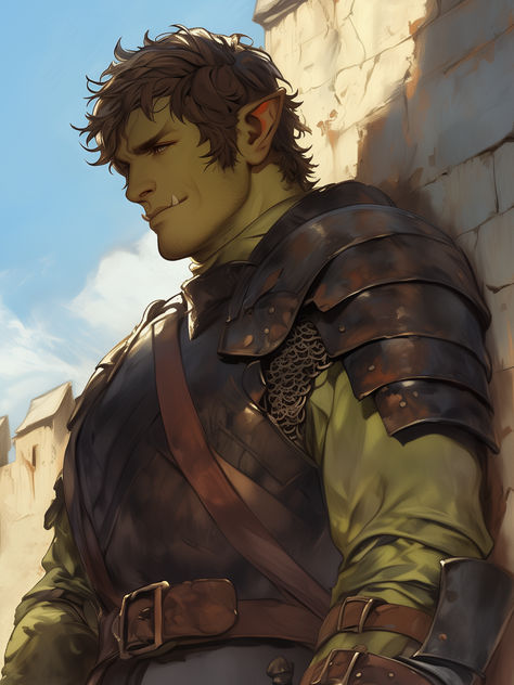 Sheggen, Tiller's Guard, Half-Orc Fighter, Goldenfields, Storm King's Thunder Dnd City Guard, Orc Fighter Dnd, Handsome Orc Male, Steampunk Orc, Dnd Fighter Art, Half Orc Dnd Male, Orc Oc Male, Orc Champion, Orc Blacksmith