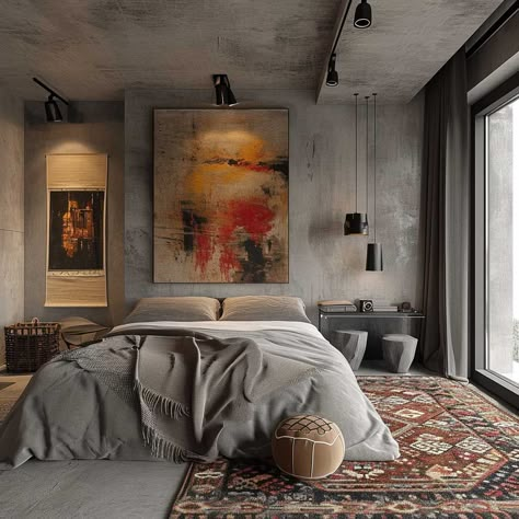 20+ Stylishly Simple Eclectic Minimalism Interior Inspirations • 333+ Images • [ArtFacade] Bali Interiors Design, Brutalist Interior Bedroom, Eclectic Minimalist Bedroom, Minimalist Industrial Interior Design, Eclectic Industrial Decor, Eclectic Minimalism, Uncluttered Home, Vintage Minimalism, Eclectic Bedroom Design