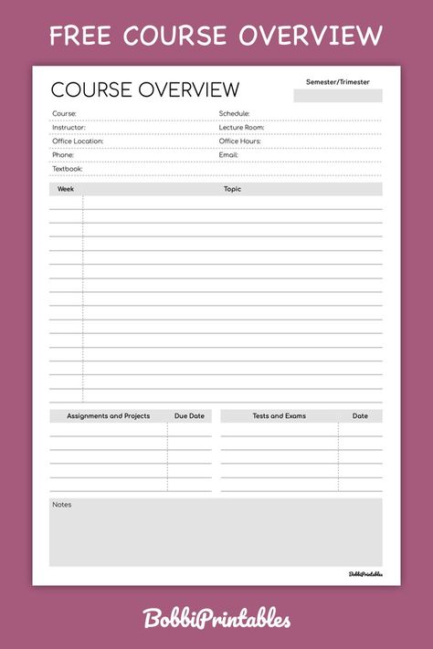 Free Printable Digital Course Overview Template #free #printable #freeprintable #courseoverview #studentprintable #digitaltemplate #printabletemplate #template #freetemplate #studying #backtoschool Weekly Planner Ideas Organizing, Planner Ideas Organizing, College Student Planner Printable, Free Student Planner, Course Planner, Homeschool Student Planner, Landscape Digital Planner, Study Planner Free, Travel Budget Planner