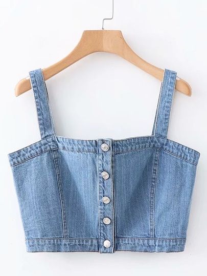 Diy Denim Top, Crop Top Sleeveless, Denim Crop Top, Jean Vintage, Diy Fashion Clothing, Summer Denim, Denim Diy, Jeans Diy, Crop Top Outfits