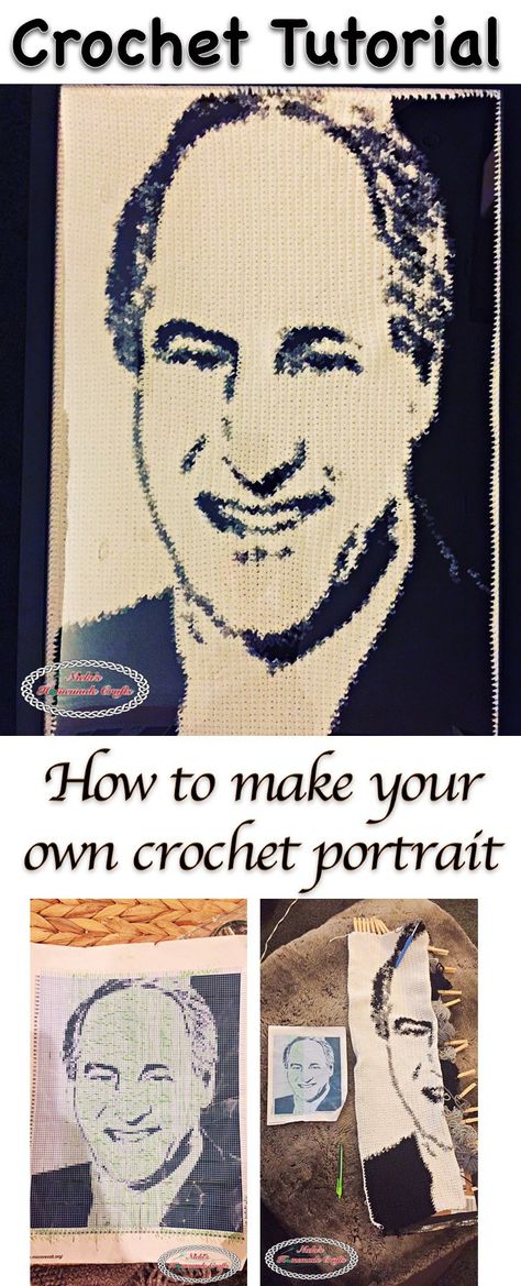 How to make your own crochet portrait - crochet tutorial Crochet Portrait, Crochet Graphgan, Crochet Graphs, Gifts Crochet, Knitting Patterns Free Blanket, Graph Crochet, Easy Crochet Patterns Free, Baby Knitting Patterns Free, C2c Crochet