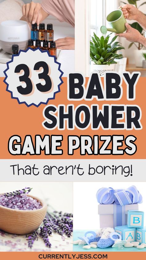 Spice up your baby shower with our top-notch game prize ideas! From gifts for pampering to practical household products, discover 33 unique baby shower game prizes that promise to add charm and joy to your celebration. I promise these are not boring or cheesy baby shower game prizes! Baby Shower Game Prize Ideas, Game Prize Ideas, Baby Shower Prize, Shower Game Prizes, Best Baby Shower Game, Party Game Prizes, Baby Shower Game Gifts, Creative Baby Shower Themes