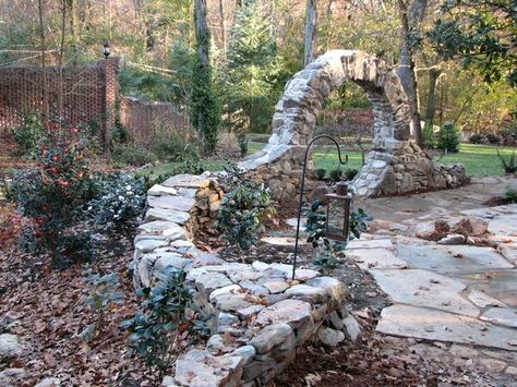 Brick Moon Gate, Stone Moon Gate, Moon Gate Garden, Ruins Garden, Moongate Garden, Moon Gates, Stone Walls Garden, Food Forest Garden, Castle House Design