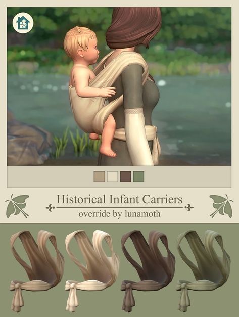 🌸 Infant Carriers ~ Historical Override 📜 | Patreon Sims 4 Infant Carrier Cc, Infant Carrier Sims 4, Sims 4 Infant Override, Sims 4 Infant Swaddle, Phantom Of The Opera Sims 4 Cc, Sims 4 Vintage Infant Cc, Cc For The Sims 4, Sims 4 Cc Clothes Maxis Match Infant, Sims 4 Infant Carrier